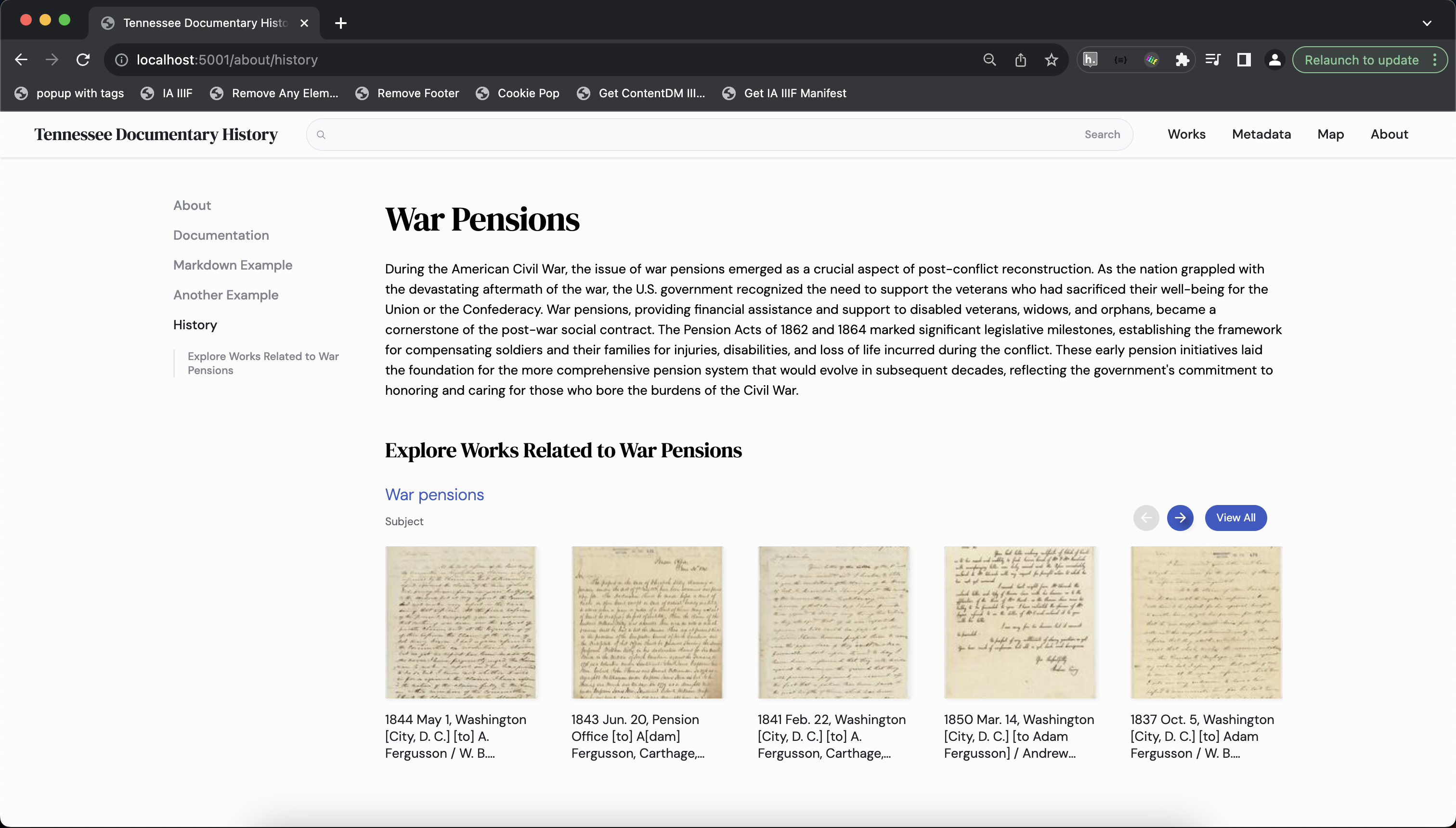 Example War Pensions Content